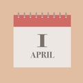April 1st April Fools` Day calendar vector icon illustration