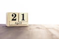 April 21st, fourth month of the clendar - copy space for text next to April symbol Royalty Free Stock Photo