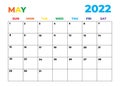 Minimalist Rainbow Sunday Start Monthly Planner May 2022