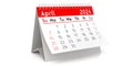 April 2024 - table calendar - 3D illustration