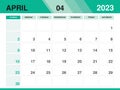 April 2023 template, Calendar 2023 template vector, planner monthly design, Desk calendar 2023, Wall calendar design, Minimal