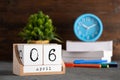 April 06th. April 06 wooden cube calendar Royalty Free Stock Photo