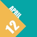 april 12th. Day 12 of month,illustration of date inscription on orange and blue background spring month, day of the year