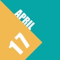 april 17th. Day 17 of month,illustration of date inscription on orange and blue background spring month, day of the year