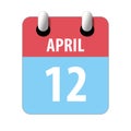 april 12th. Day 12 of month,Simple calendar icon on white background. Planning. Time management. Set of calendar icons for web