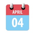 april 4th. Day 4 of month,Simple calendar icon on white background. Planning. Time management. Set of calendar icons for web Royalty Free Stock Photo