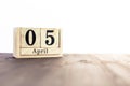 April 5th, fourth month of the clendar - copy space for text next to April symbol Royalty Free Stock Photo
