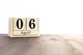 April 6th, fourth month of the clendar - copy space for text next to April symbol Royalty Free Stock Photo