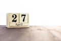 April 27th, fourth month of the clendar - copy space for text next to April symbol