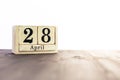 April 28th, fourth month of the clendar - copy space for text next to April symbol