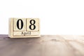 April 8th, fourth month of the clendar - copy space for text next to April symbol Royalty Free Stock Photo
