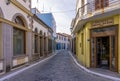 April 28th 2019 - Myrina, Lemnos island, Greece - Picturesque street in the center of Myrina, Lemnos island, Greece