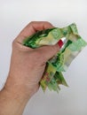 April 10 2024 Toronto Ontario Canada Canadian twenty dollar bills in a brown persons hand Royalty Free Stock Photo