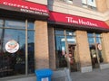 April 26 2023 Toronto Ontario Canada Tim Hortons coffee shop located at Bayvirw Avenue and Eglinton Avenue East