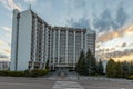 April 27, 2021. Truskavets, Ukraine. Beskid Hotel for rest in Truskavets. Landscape of Truskavets city.