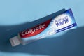 April 25, 2023 Ukraine city Kyiv Colgate toothpaste care a colored background protection concepts