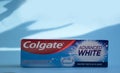 April 25, 2023 Ukraine city Kyiv Colgate toothpaste care a fluoride background protection concepts