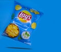 April 14, 2022, Ukraine, city of Kyiv Pack crunchy package original potato chips Lays