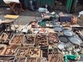 April 25, 2021, Ukraine, Kharkiv. Swap meet, sale of old things. open-air flea market. Rare and unique vintage figurines