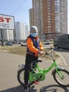 April 2, 2020, Ukraine, Kiev. Boy in a protective mask on the street