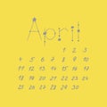 April 2021 vector calendar grey yellow 2021 minimalist style