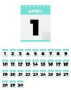 April. Vector flat daily calendar set. Icon Royalty Free Stock Photo