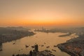 Victoria Harbour at evening during sunset, view at Devil Peak 9 April 2022