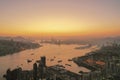 Victoria Harbour at evening during sunset, view at Devil Peak 9 April 2022