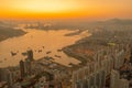 Victoria Harbour at evening during sunset, view at Devil Peak 9 April 2022