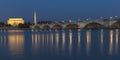 APRIL 10, 2018 - WASHINGTON D.C. - Memorial Bridge at dusk spans Potomac River and features. States, monument Royalty Free Stock Photo