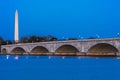 APRIL 10, 2018 - WASHINGTON D.C. - Memorial Bridge at dusk spans Potomac River and features. Memorial, usa Royalty Free Stock Photo