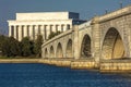 APRIL 10, 2018 - WASHINGTON D.C. - Memorial Bridge spans Potomac River and features Lincoln. Washington, river Royalty Free Stock Photo