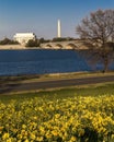 APRIL 10, 2018 - WASHINGTON D.C. - Memorial Bridge spans Potomac River and features Lincoln. Monument, white Royalty Free Stock Photo