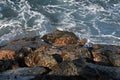 Ocean crash against the rocks on coastline. Royalty Free Stock Photo