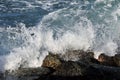 Ocean crash against the rocks on coastline. Royalty Free Stock Photo