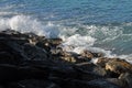 Ocean crash against the rocks on coastline. Royalty Free Stock Photo