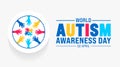 2 April world Autism Awareness Day colorful Puzzle banner design template.