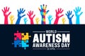 2 April world Autism Awareness Day colorful Puzzle banner design template. Royalty Free Stock Photo