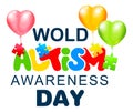 April 2 World Autism Awareness Day text lettering banner card Royalty Free Stock Photo