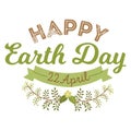 April 22 World Earth Day. logotypes set for greeting cards or banner with text and fonts lettering in retro hipster Royalty Free Stock Photo