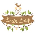 April 22 World Earth Day. logotypes set for greeting cards or banner with text and fonts lettering in retro hipster Royalty Free Stock Photo