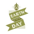 April 22 World Earth Day. logotypes set for greeting cards or banner with text and fonts lettering in retro hipster Royalty Free Stock Photo