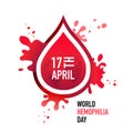 April 17 - World Hemophilia Day. Spreading drop of blood and a globe. Rare disease is a blood clotting disorder Royalty Free Stock Photo