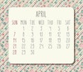 April year 2019 monthly calendar