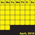 2018 April yellow on black planner calendar