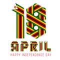 April 18, Zimbabwe Independence Day congratulatory design with Zimbabwean flag elements