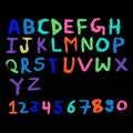 Red Alphabet Typeface. Green Font Typeface. Yellow Calligraphy Modern. Hand Paint. Script Paint. Typography Watercolour.