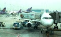 Apron inside of Suvarnabhumi Airport. Suvarnabhumi Airport is one of two international airports serving Bangkok