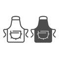 Apron with pocket line and solid icon, culinary cooking concept. Vector graphics. Kitchen apron cloth sign on white Royalty Free Stock Photo