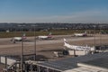 The apron of Stuttgart Airport, the airport is almost empty, Delta airlines departing for Atlanta, Finnair is preparing the flight Royalty Free Stock Photo